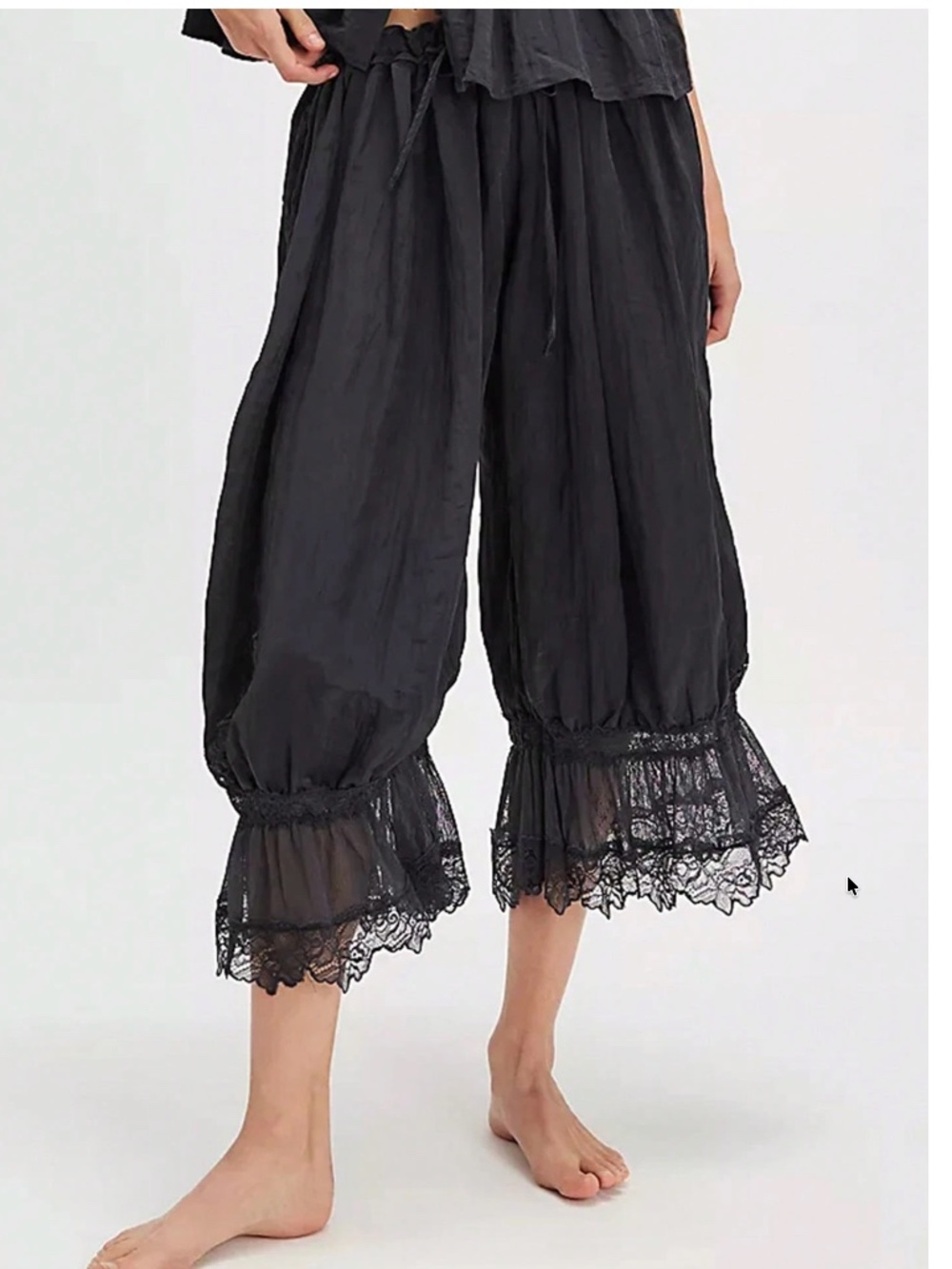 Boho Solid Stretchy Waist Lace hem Bloomers Pants - Picture 8 of 10